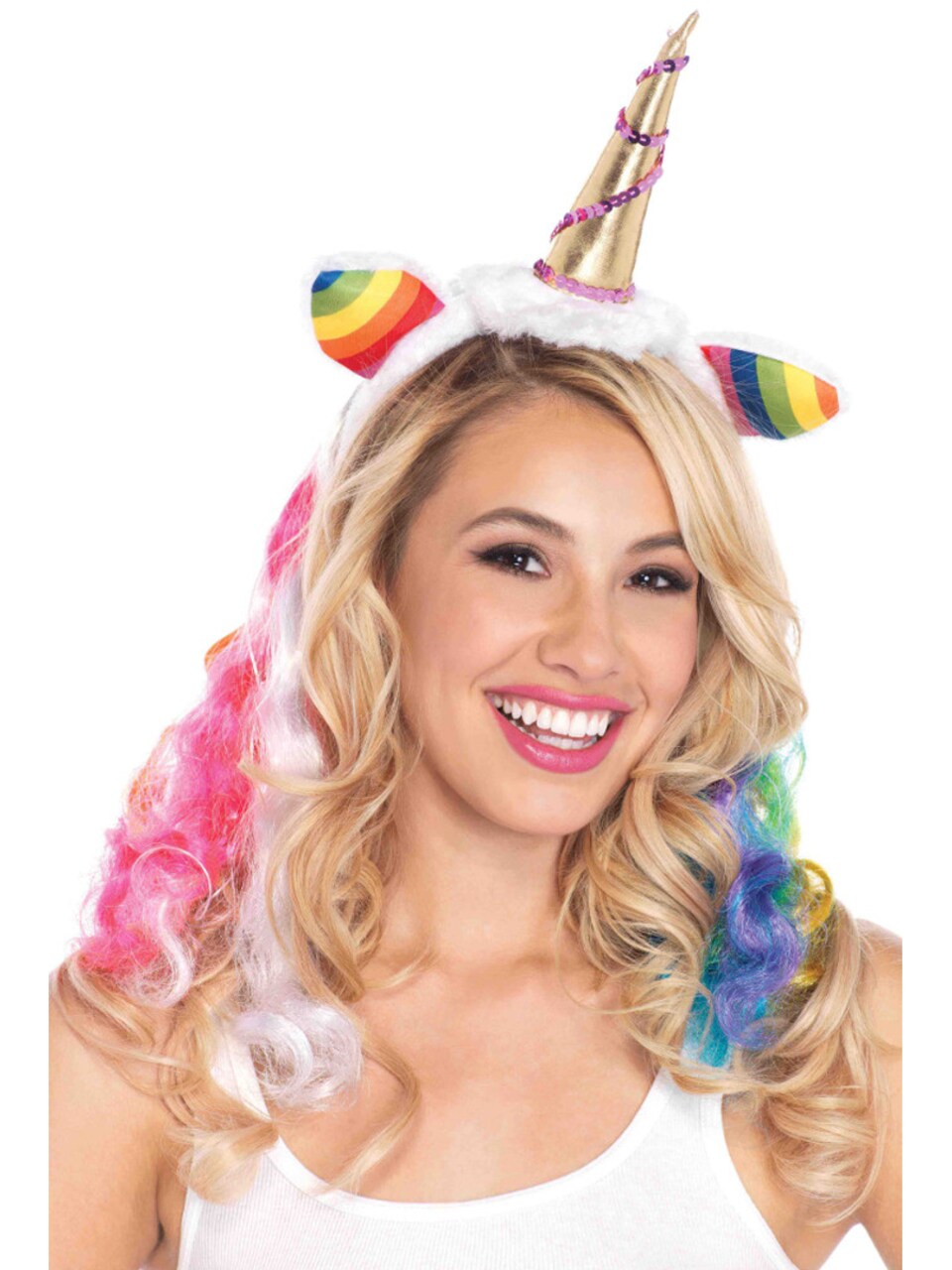 Mystical Fantasy Unicorn Creature Horn Headband With Hair Costume Accessory